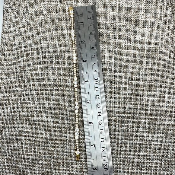 18K Gold Over 925 Silver CZ Tennis Bracelet - 7.25" - Picture 11 of 13